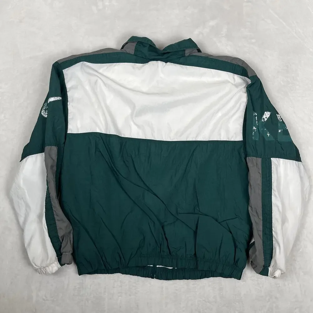 Vintage Nike Jacket Mens Large Green White Colorblock Windbreaker Full Zip 90s